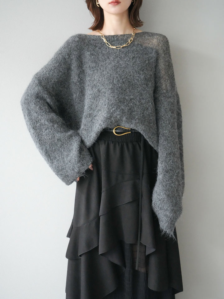 [SET]ネック透かし編みニットプルオーバー+選べるアクセセット(2set)