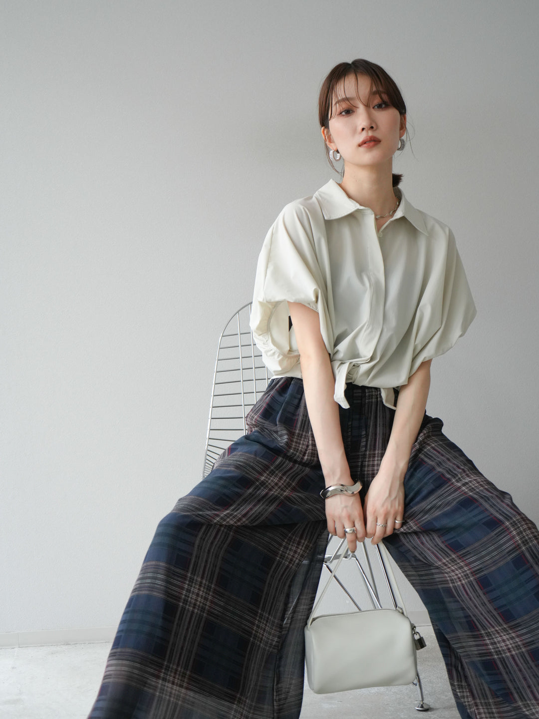 [予約]ICE TOUCHパフスリーブシャツ/オフグレー