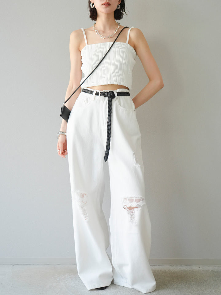 [預購]波浪滾邊杯裸色吊帶背心/可脫