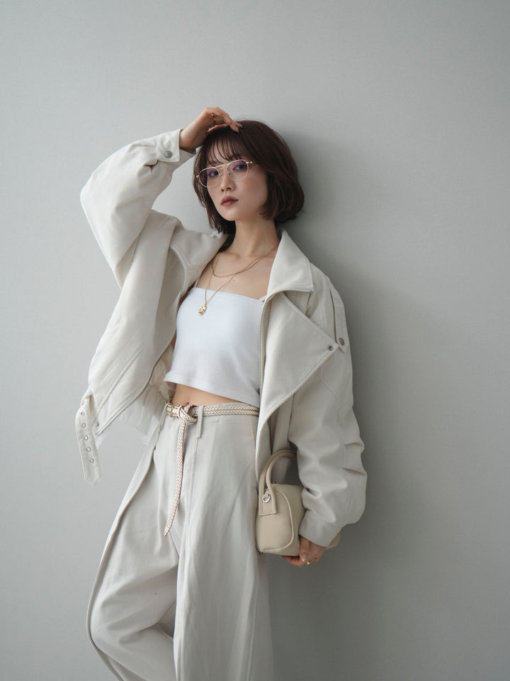 [予約]コーデュロイライダース裾レースブルゾン/offwhite