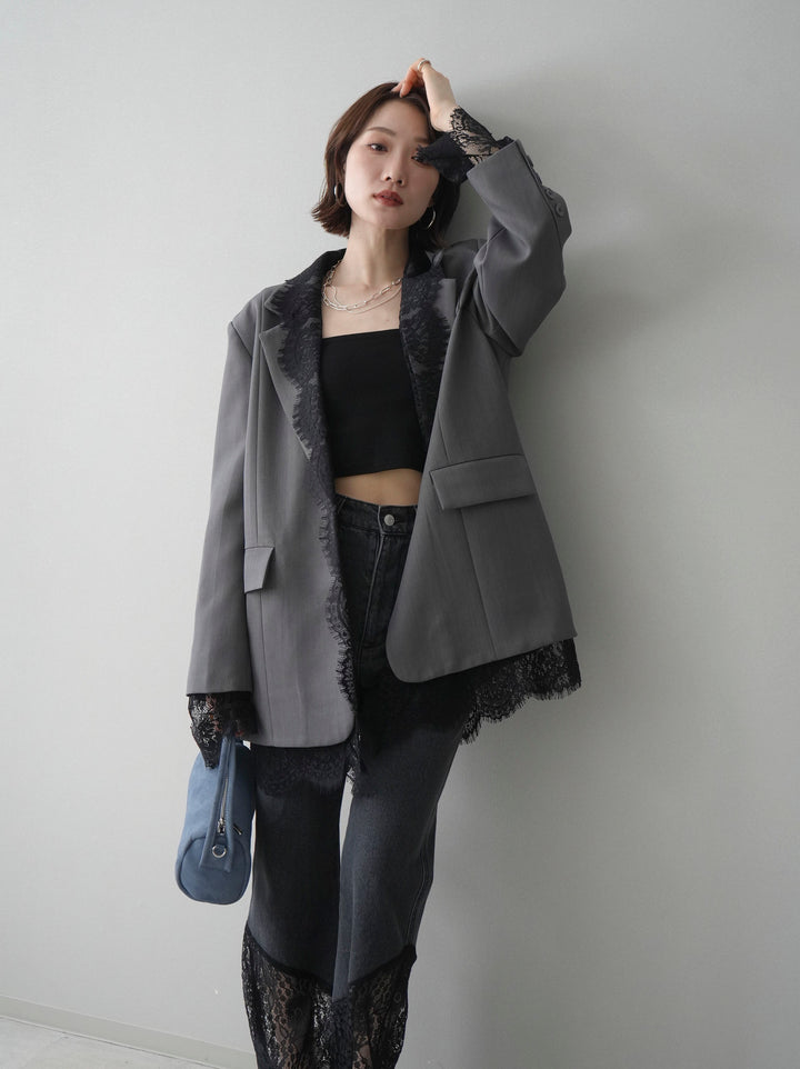 [予約]レースドッキングオーバージャケット/gray