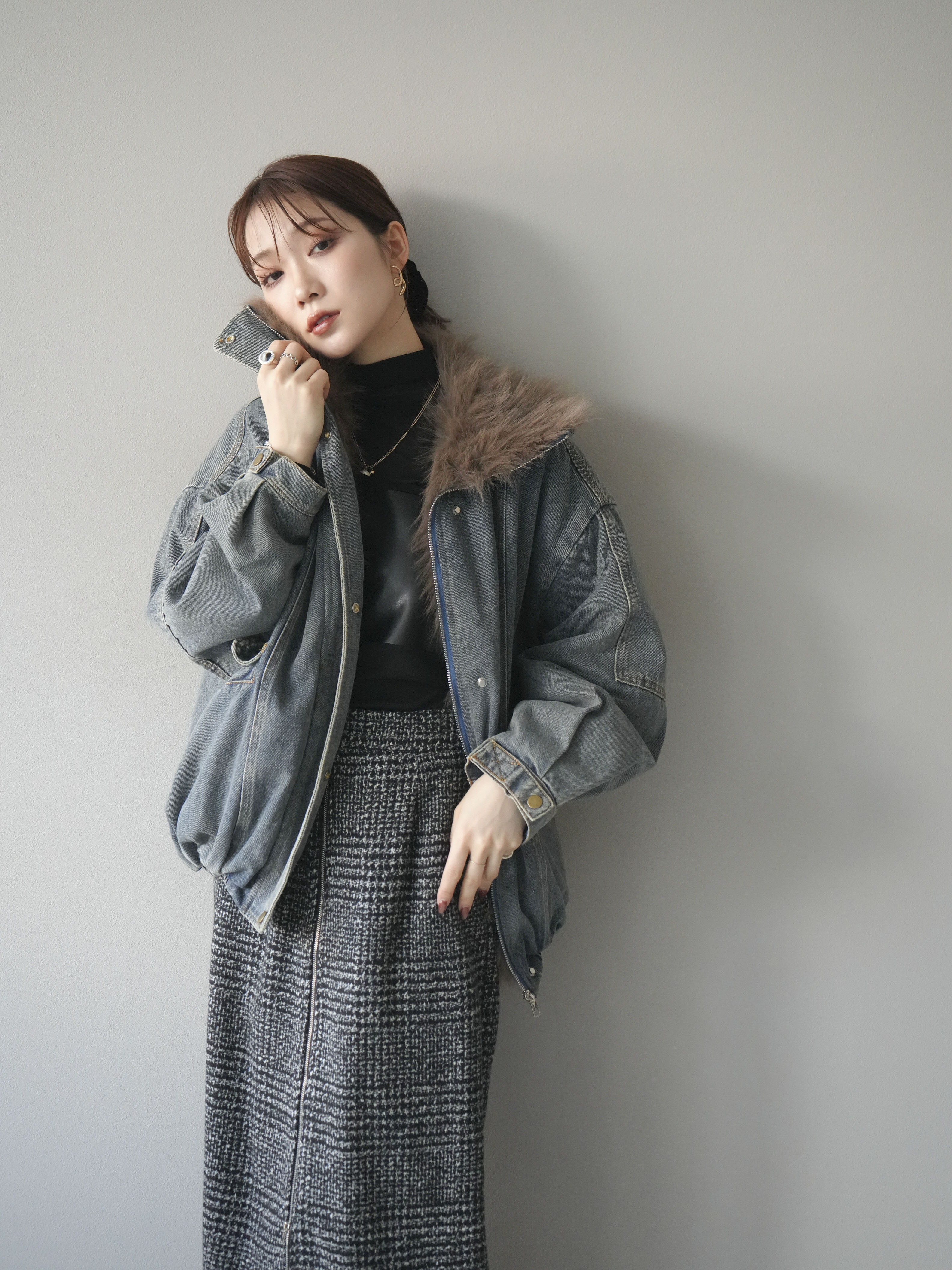 予約]デニムxファーブルゾン/denimbrown – Lumier