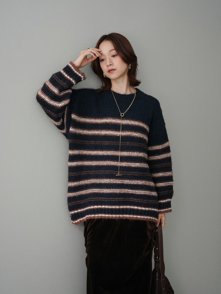 [SET]ステッチボーダーニットプルオーバー+ステッチボーダーニットプルオーバー(2set)