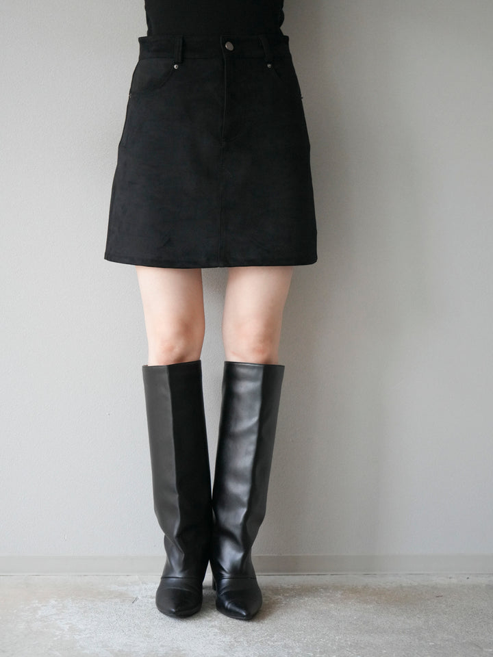 [予約]スエードペチパンツ付ミニスカート/ブラック