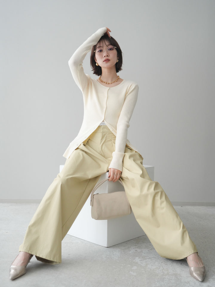 [予約]前後2WAYリブ編みクルーネックカーディガン/ivory