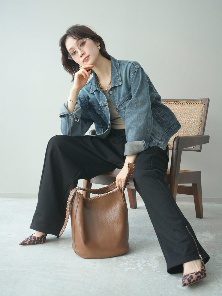 [予約]配色ステッチデニムジャケット/lightblue