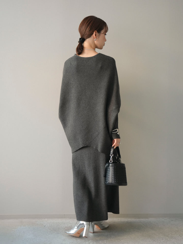 [SET]ウール混ドルマンニット&スカートSET UP(2set)