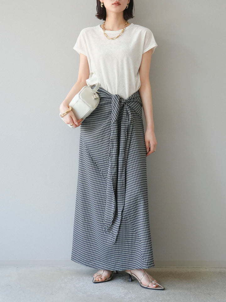 [SET]シアーベロアプルオーバー+サイド巻きツイルスカート(2set)