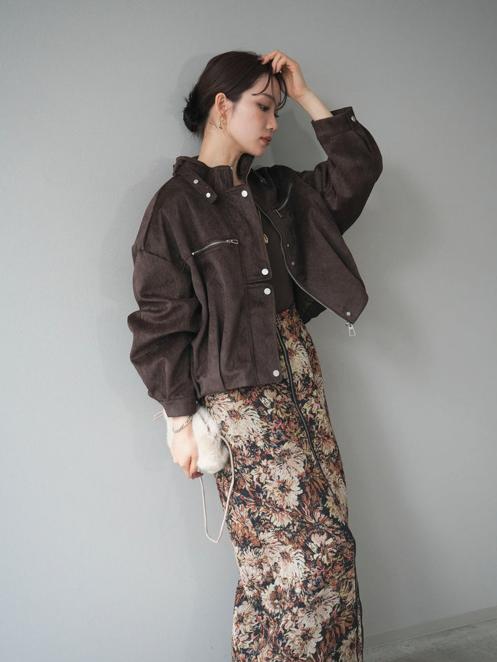[予約]スエードジップデザインブルゾン/brown