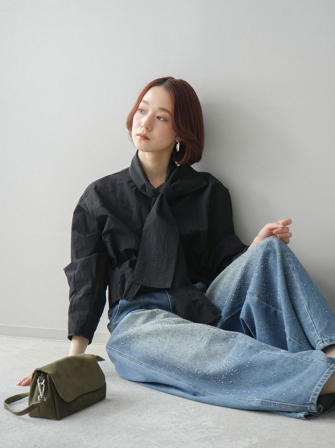 [SET]ボウタイ裾プリーツライトジャケット+選べるアクセセット(2set)