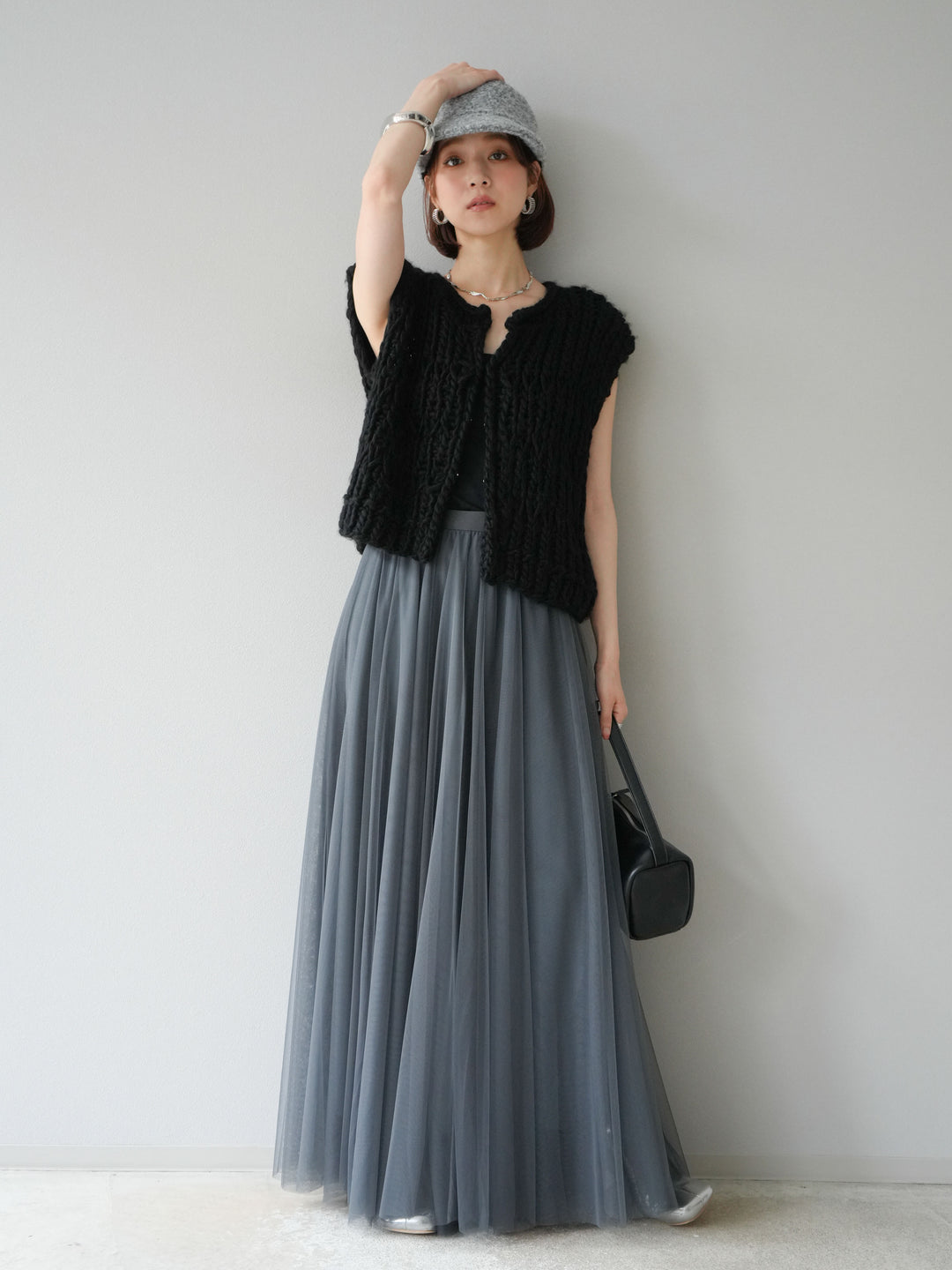 [予約]チュールボリュームスカート/グレー