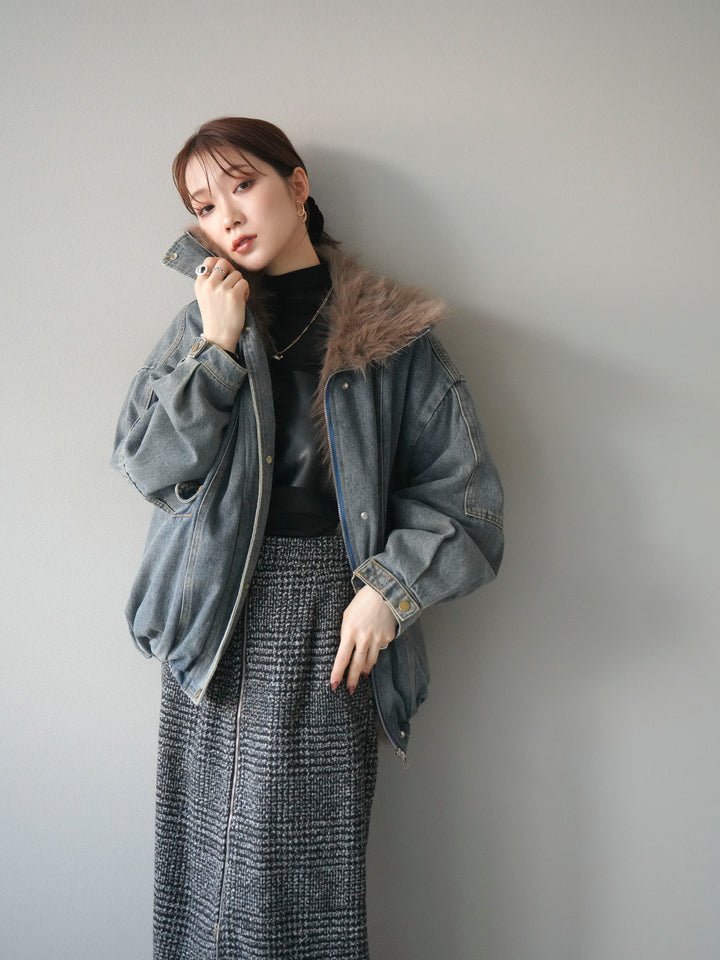[SET]デニムxファーブルゾン+選べるアクセセット(2set)