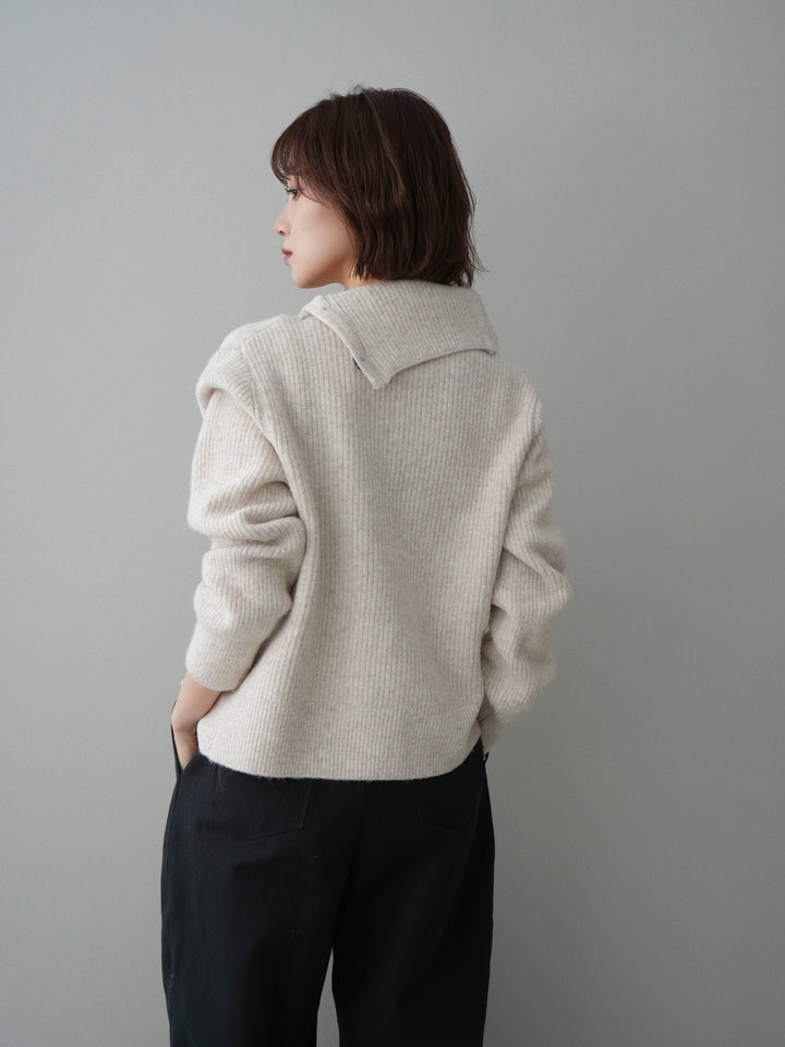 [SET]ハイネックデザインボタンニットカーディガン+コットンツイルカーブパンツ(2set)