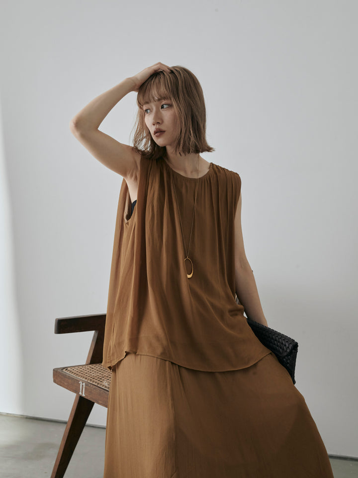 [予約]シアーフレアマキシスカート/ベージュ