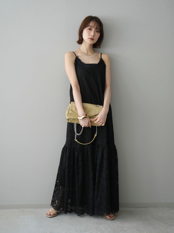 [SET]ギャザー切替レースキャミワンピース+選べるアクセセット(2set)