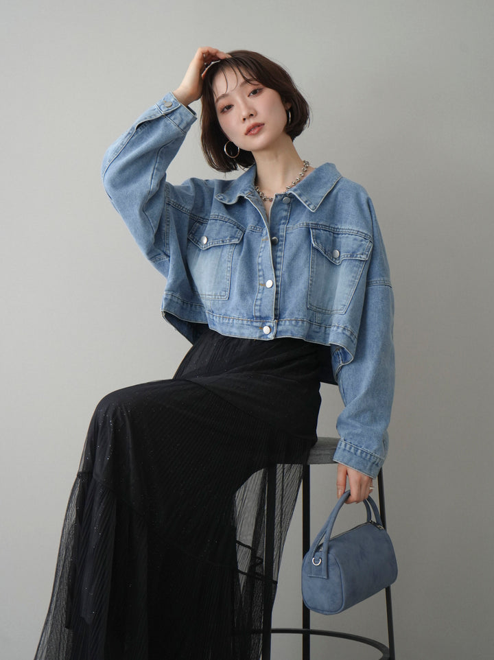 [予約]デニムショートシャツジャケット/blue