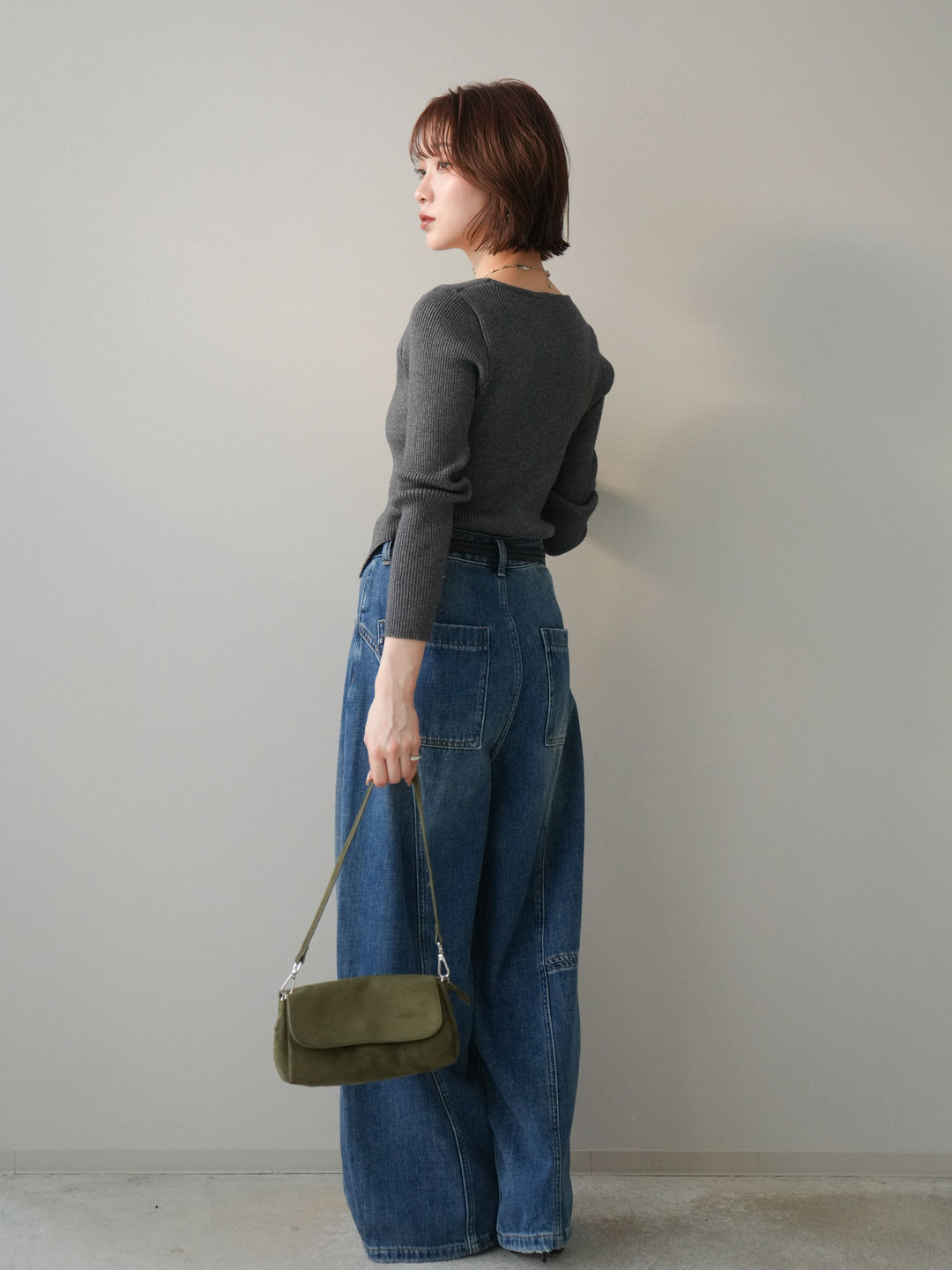 [予約]裏起毛加工デニムカーブパンツ/blue