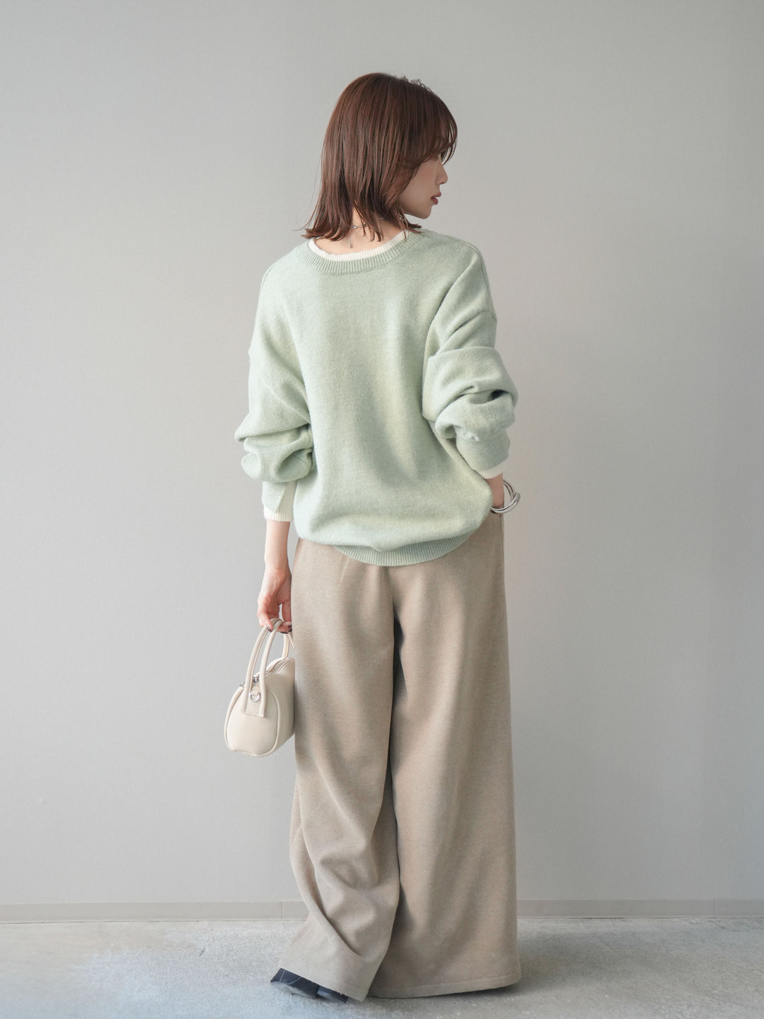 [予約]ベルトデザインループコールテンワイドパンツ(ベルト付き)/beige