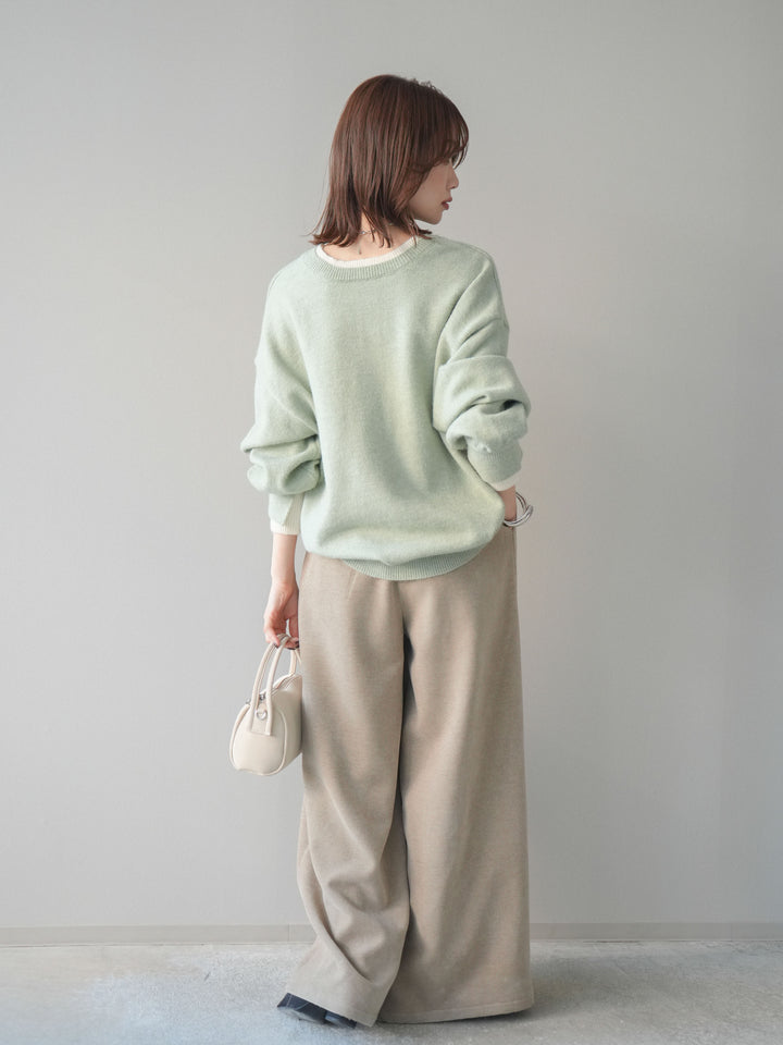 [予約]ベルトデザインループコールテンワイドパンツ(ベルト付き)/beige