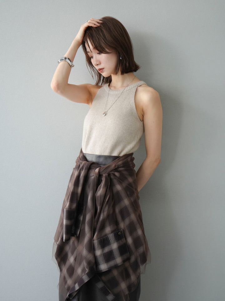 [予約]リブニットアメスリタンクトップ/ベージュ