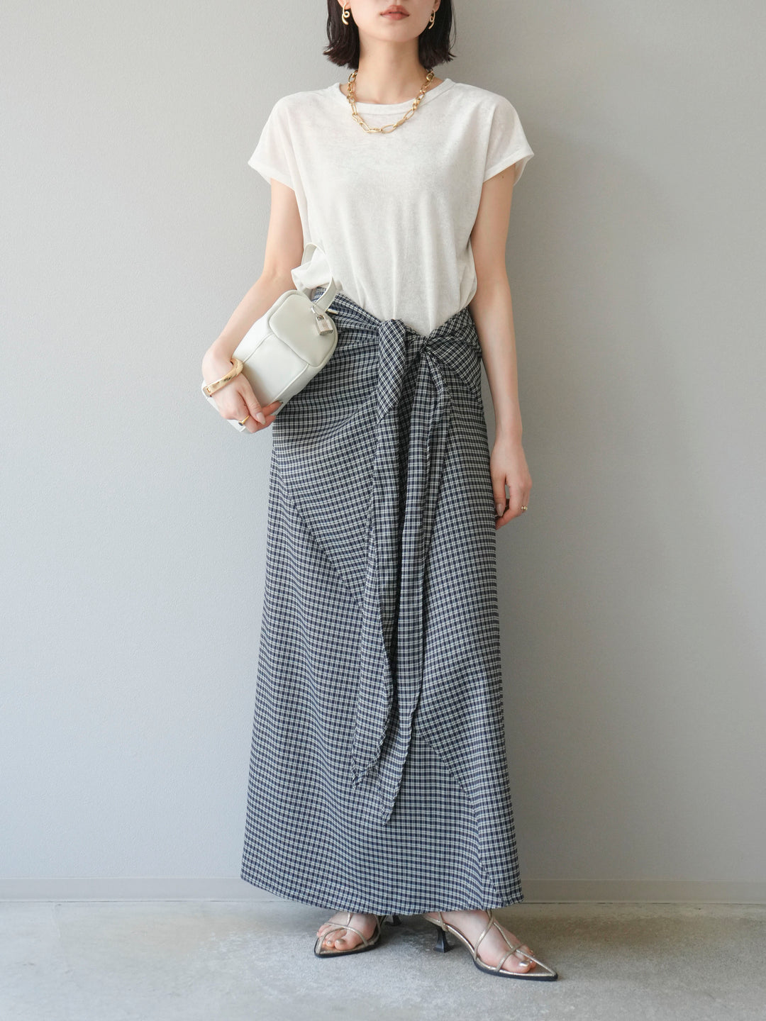 [予約]サイド巻きツイルスカート/チェック