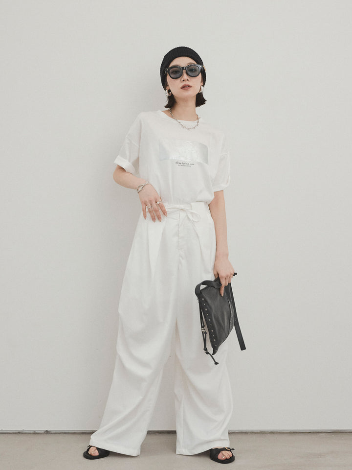 [預購] Design Loop 側邊褶褲/白色