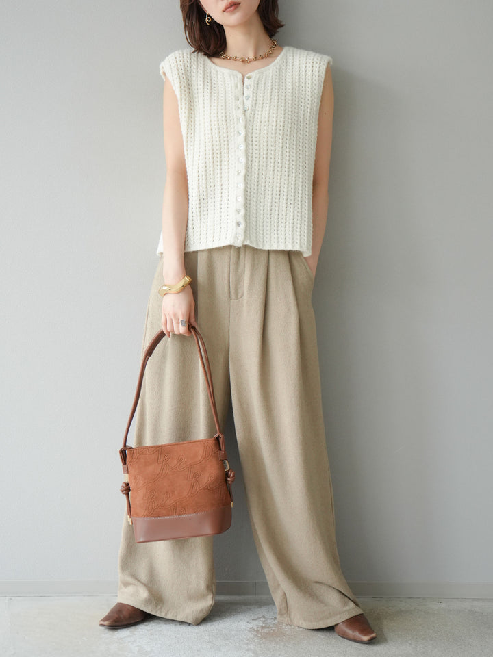 [予約]ネップワイドパンツ/ベージュ
