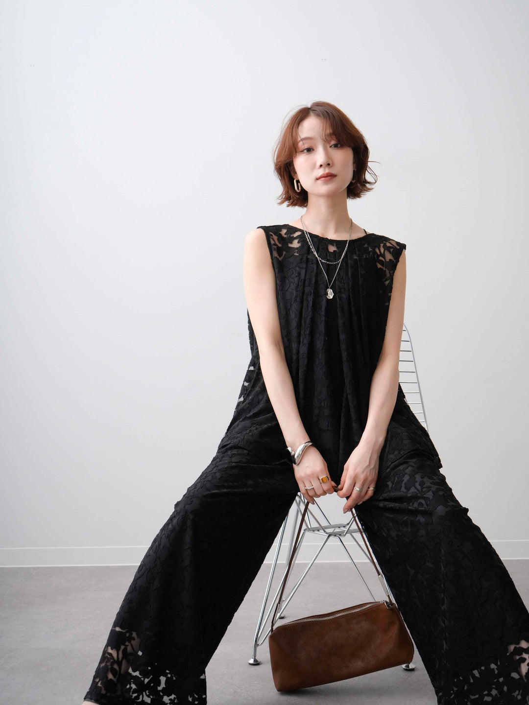 [予約]シアージャガードバックツイストノースリブラウス/black