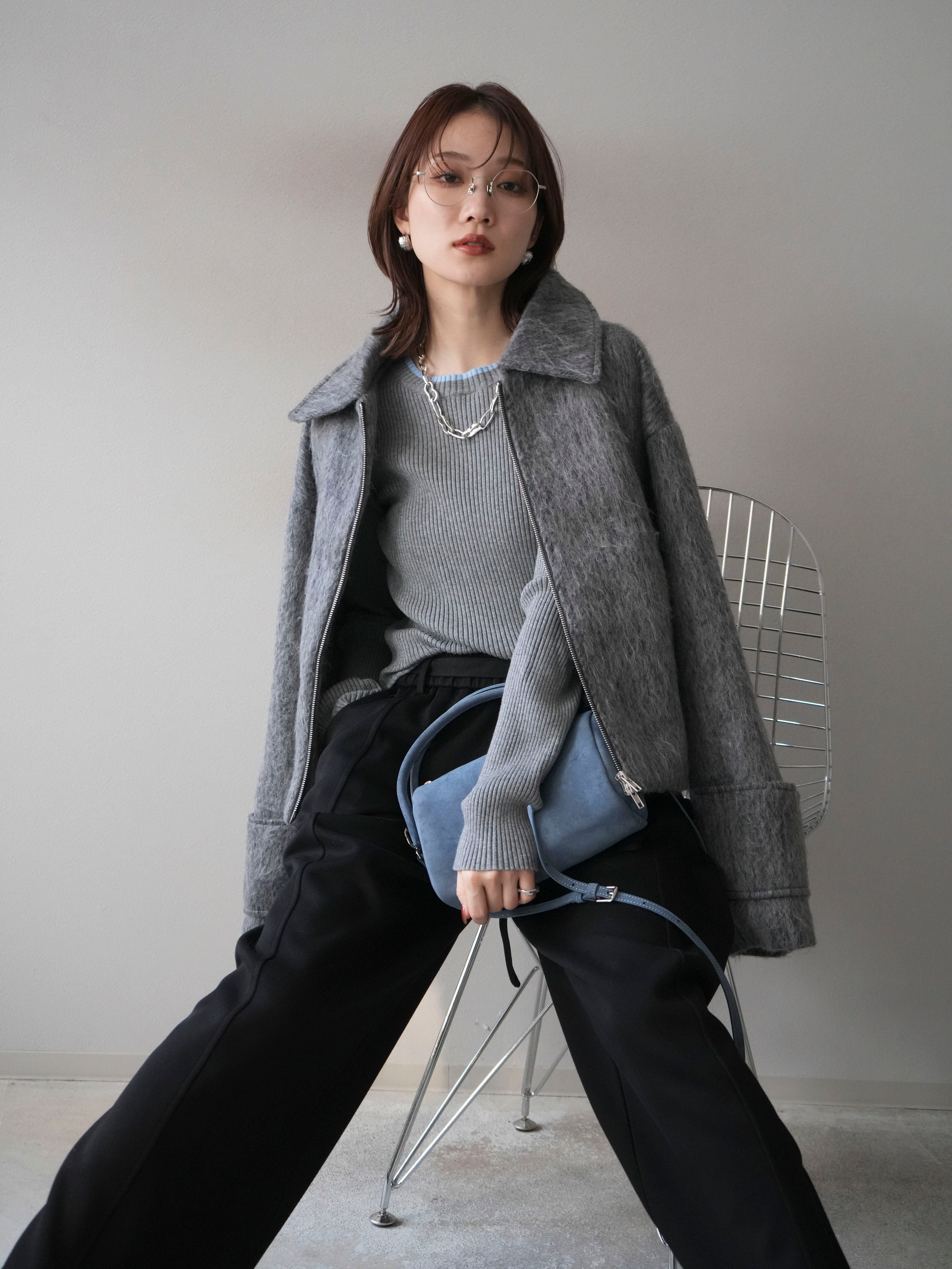 予約]袖ビックループシャギージップブルゾン/charcoal – Lumier