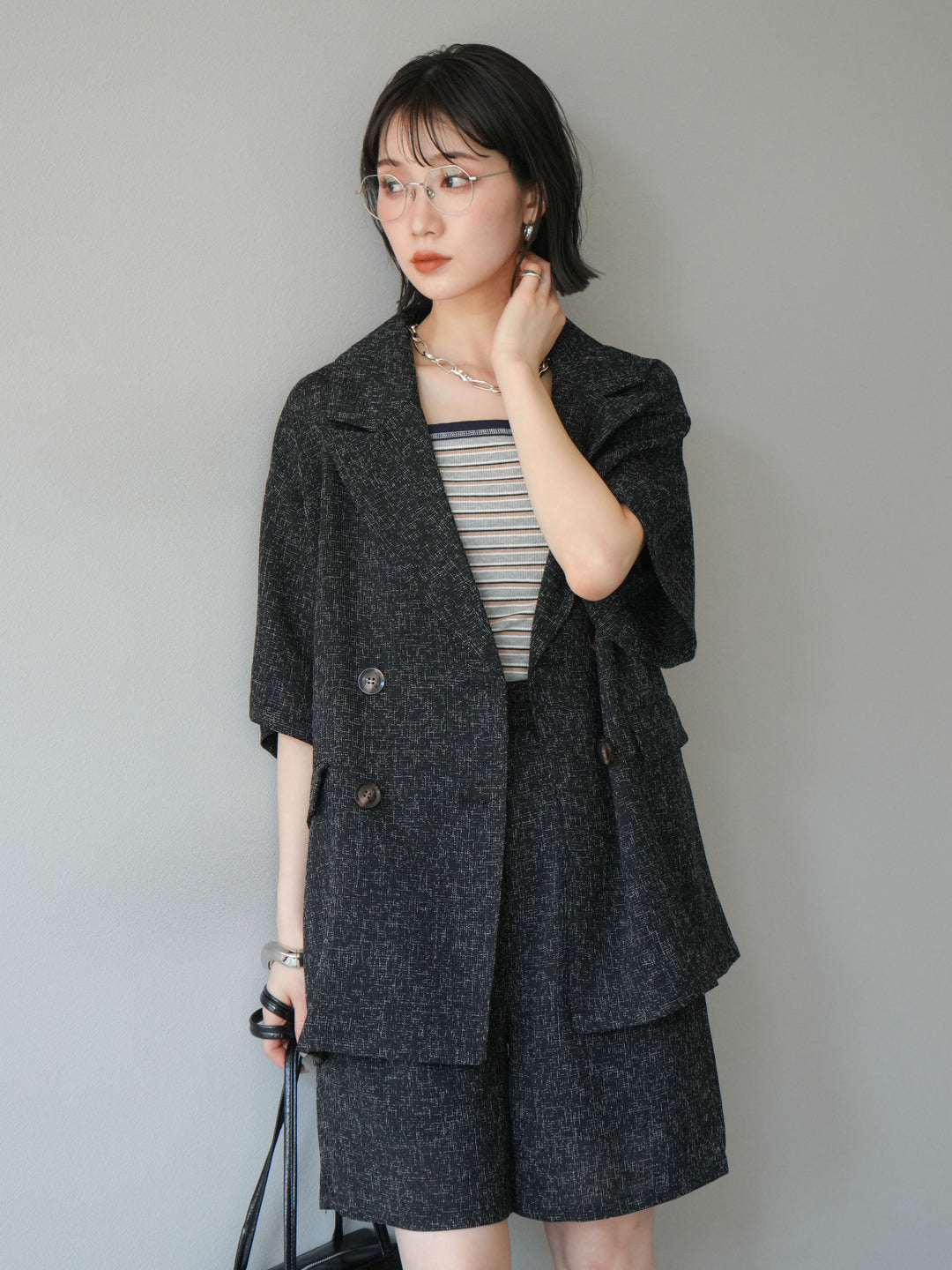 [SET]サマーツイードハーフジャケット+サマーツイードハーフパンツ(2set)