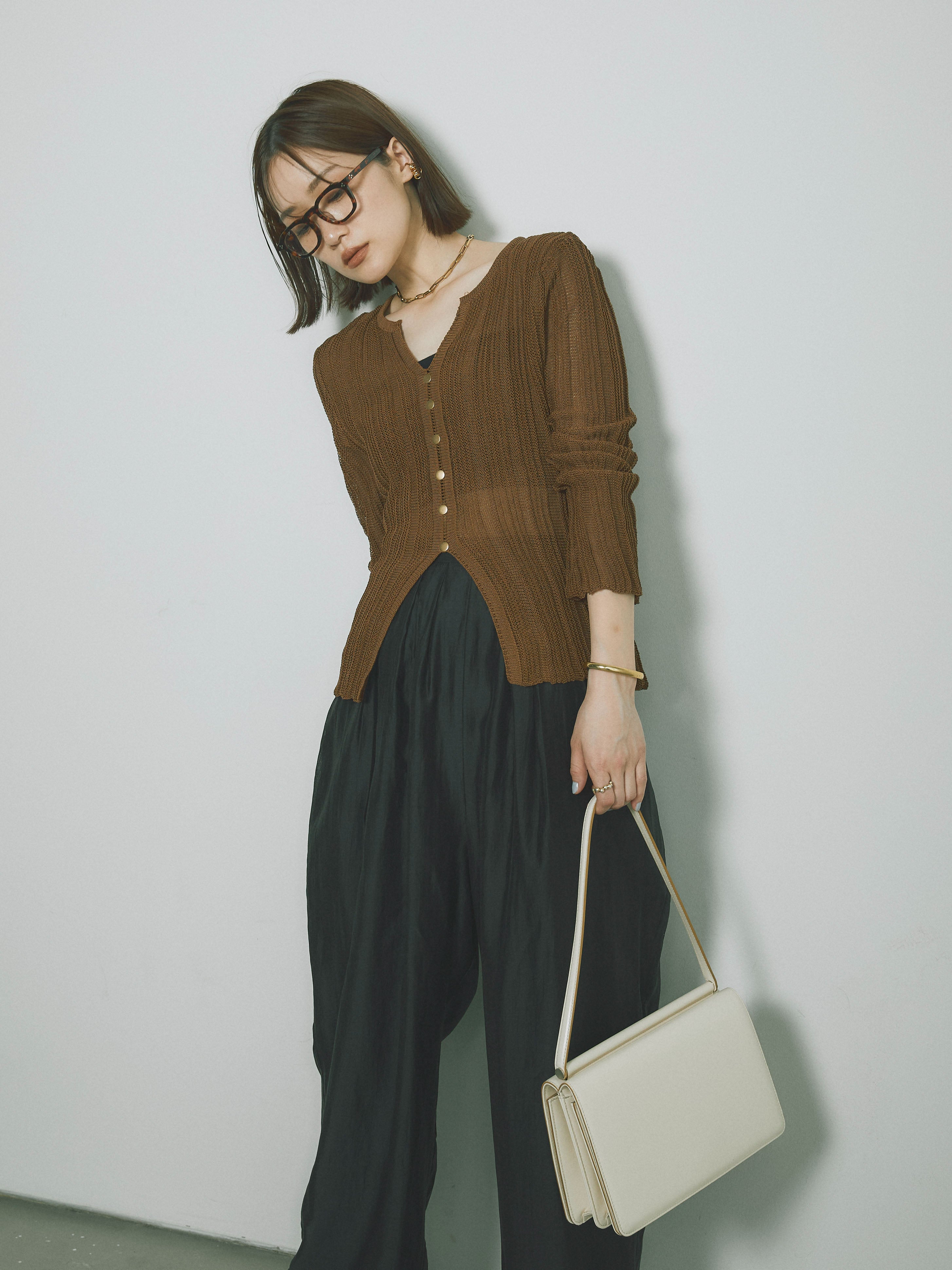 美品‼️diagramのスリットボタンニットトップス ストール付ボタンスリットニットトップス｜ROYAL PARTY ロイヤル