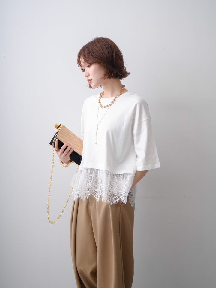 [予約]チュールレースヘムTEE/white