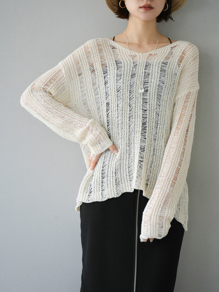 [Pre-order] Openwork Nuance Knit Pullover/Ivory