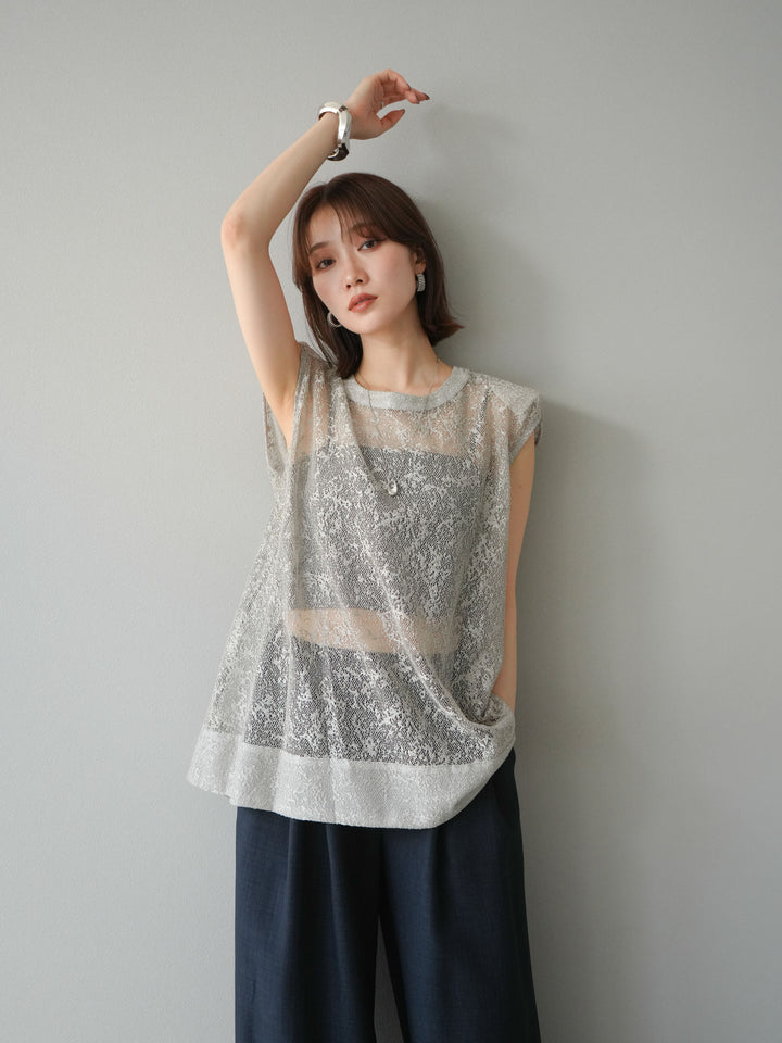 [予約]シャイニーレースプルオーバー/グレー