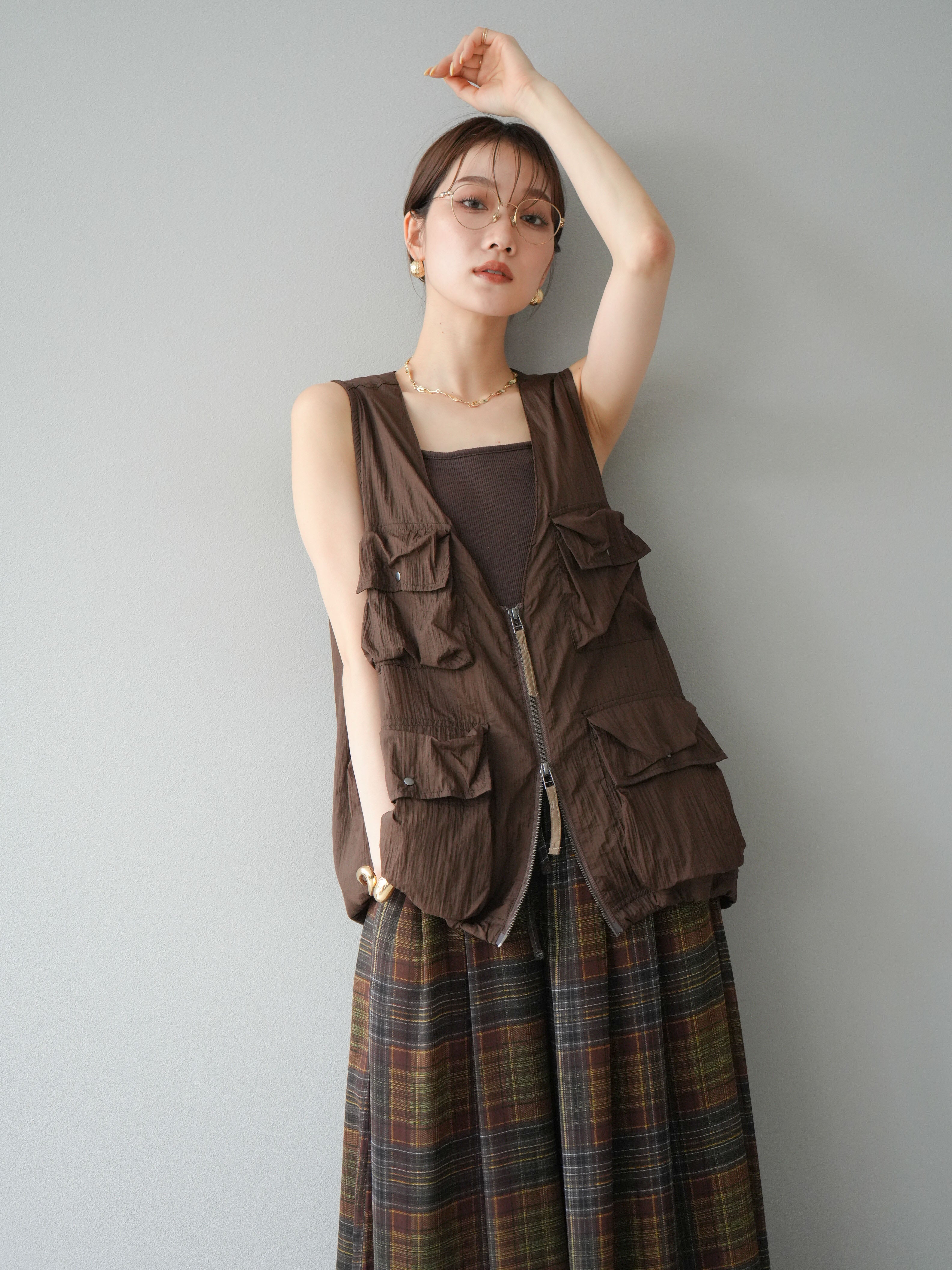 予約]ナイロンBIGポケットシアーベスト/ブラウン – Lumier