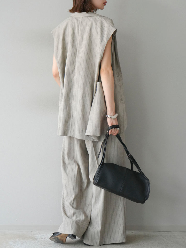 【着回しセット】[SET]ヘリンボーンストライプジレ+シアー切替ベロアトップス+ヘリンボーンストライプサロペット(3set)