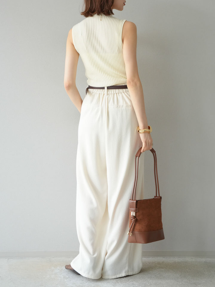 [予約]ネップワイドパンツ/アイボリー