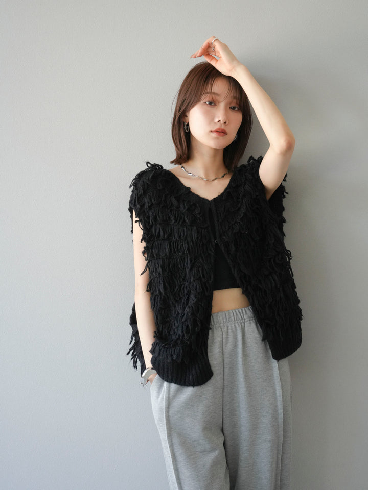 [予約]ループデザインベスト/ブラック