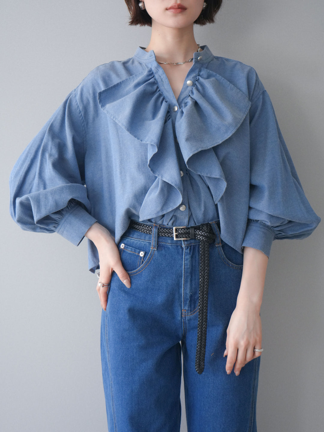 [SET]ラッフルフレアショートブラウス+ラッフルフレアショートブラウス(2set)