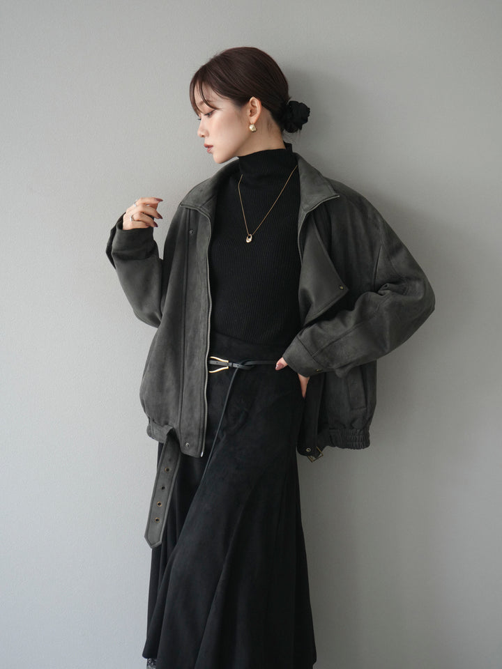 [予約]スエードライダースミドルジャケット/black