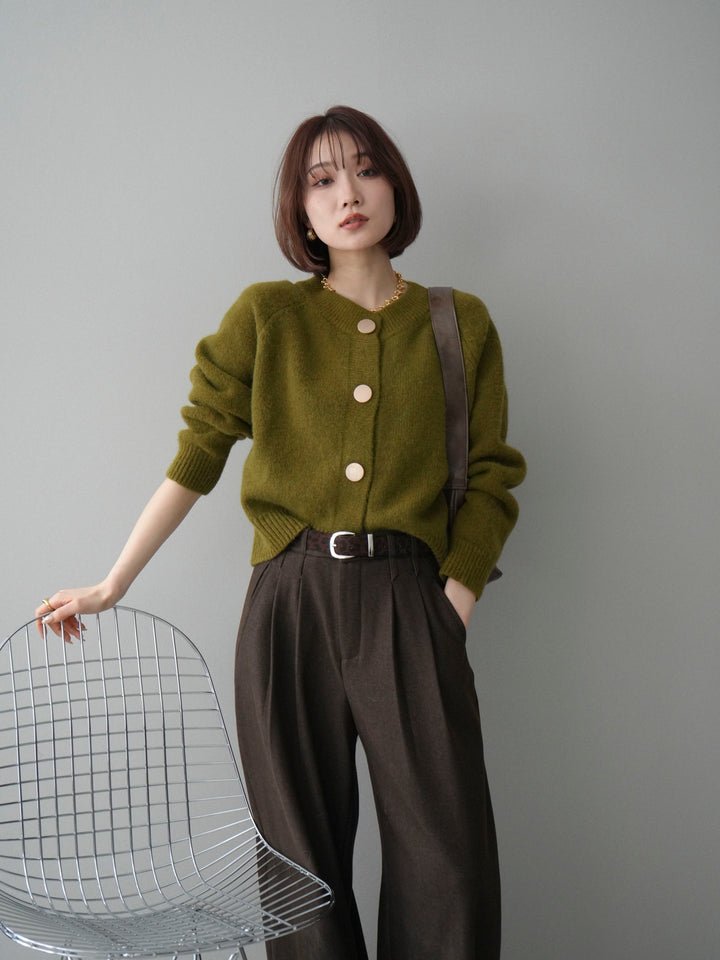 [予約]BIGボタンニットカーディガン/ green