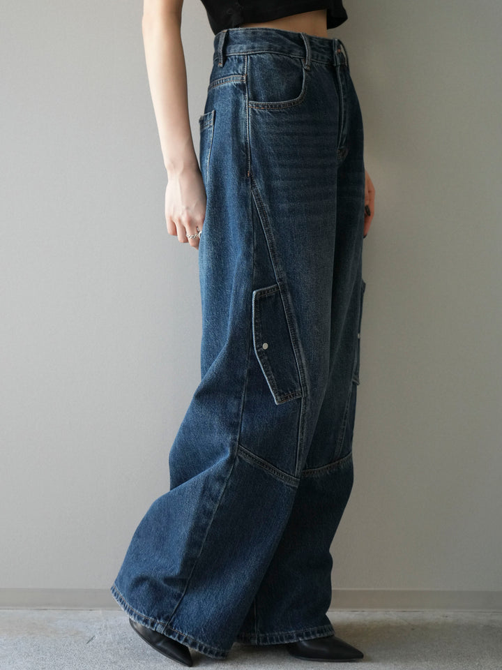 [予約]カーゴデザインコクーンデニムパンツ/navy