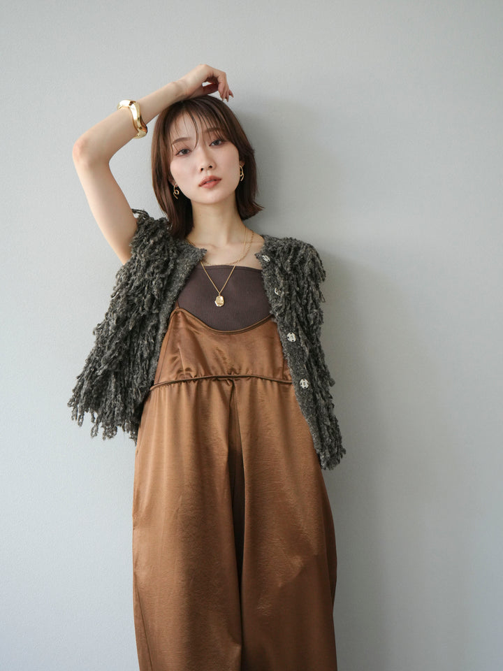 [予約]サテンビスチェオールインワン/ブラウン