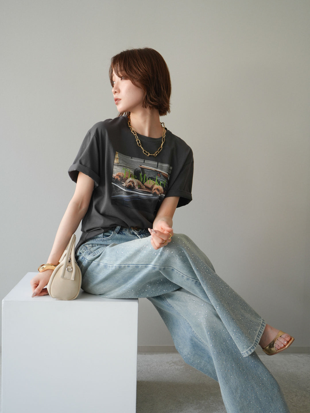 [予約]ドッグフォトTEE/charcoal