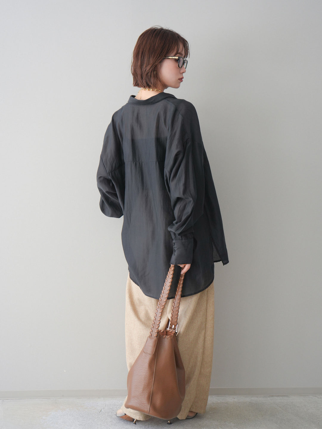 [予約]リネンライクタックワイドパンツ/beige