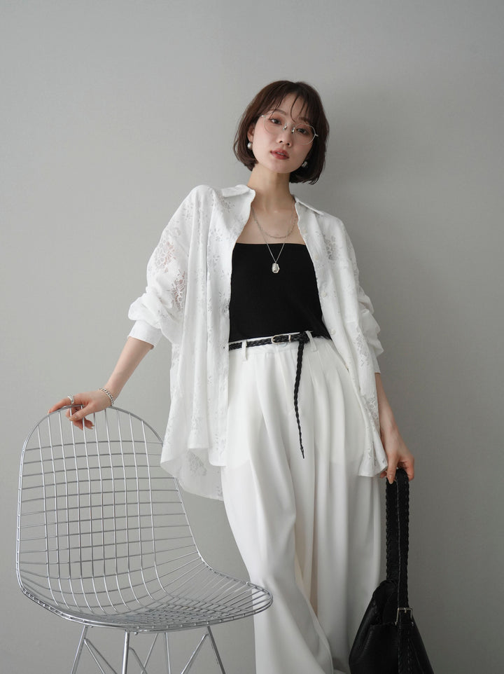 [SET]ジャガードレースオーバーシャツ+選べるアクセセット(2set)