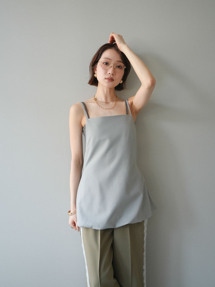 [SET]バックリボンバルーンチュニックキャミ+サイドレースポンチワイドパンツ(2set)