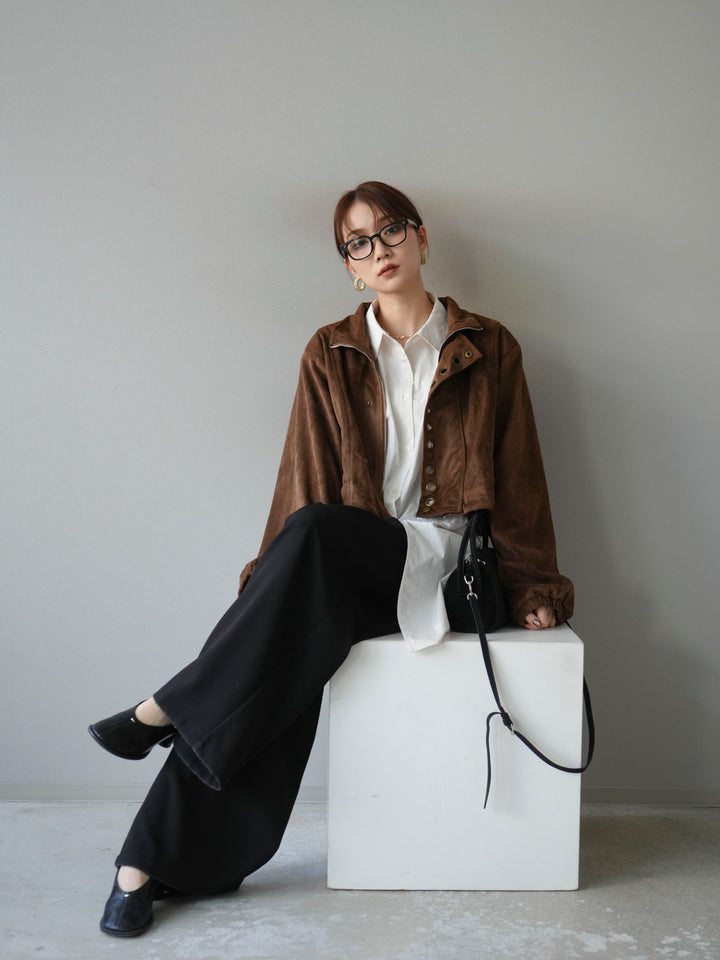 [予約]パンチングデザインスエードショートジャケット/ブラウン