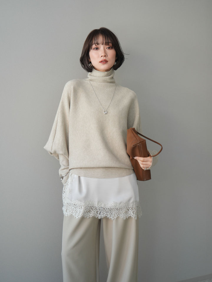 [予約]ボリュームドルマンタートルニットプルオーバー/ivory