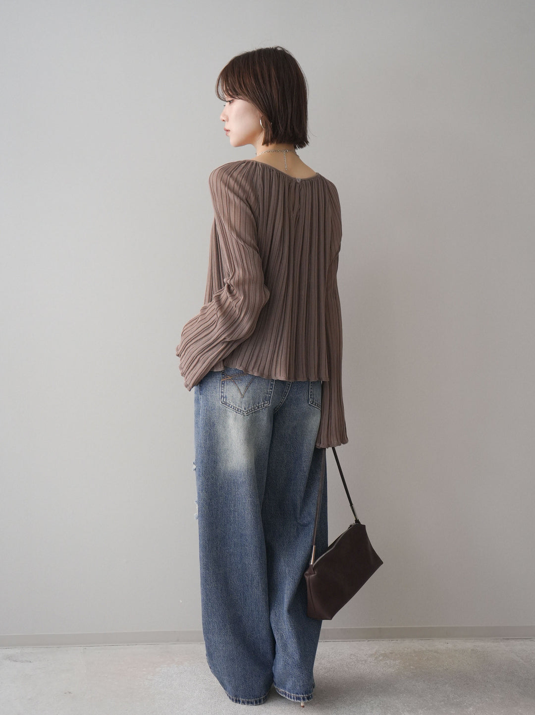 [予約]ダメージデニムセミワイドパンツ/blue